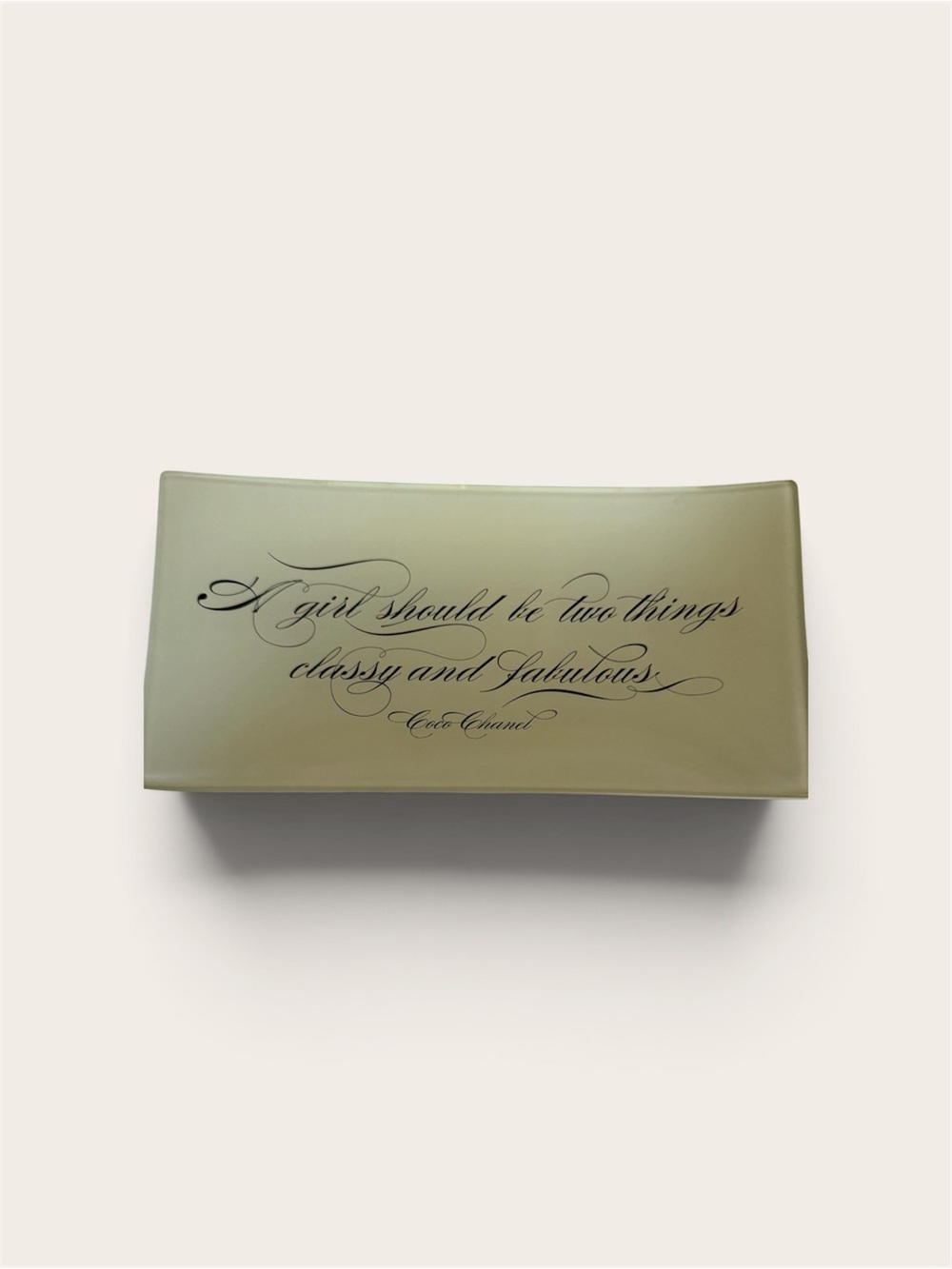 Ben’s Garden Signed Glass Tray Coco Chanel Quote Classy Fabulous